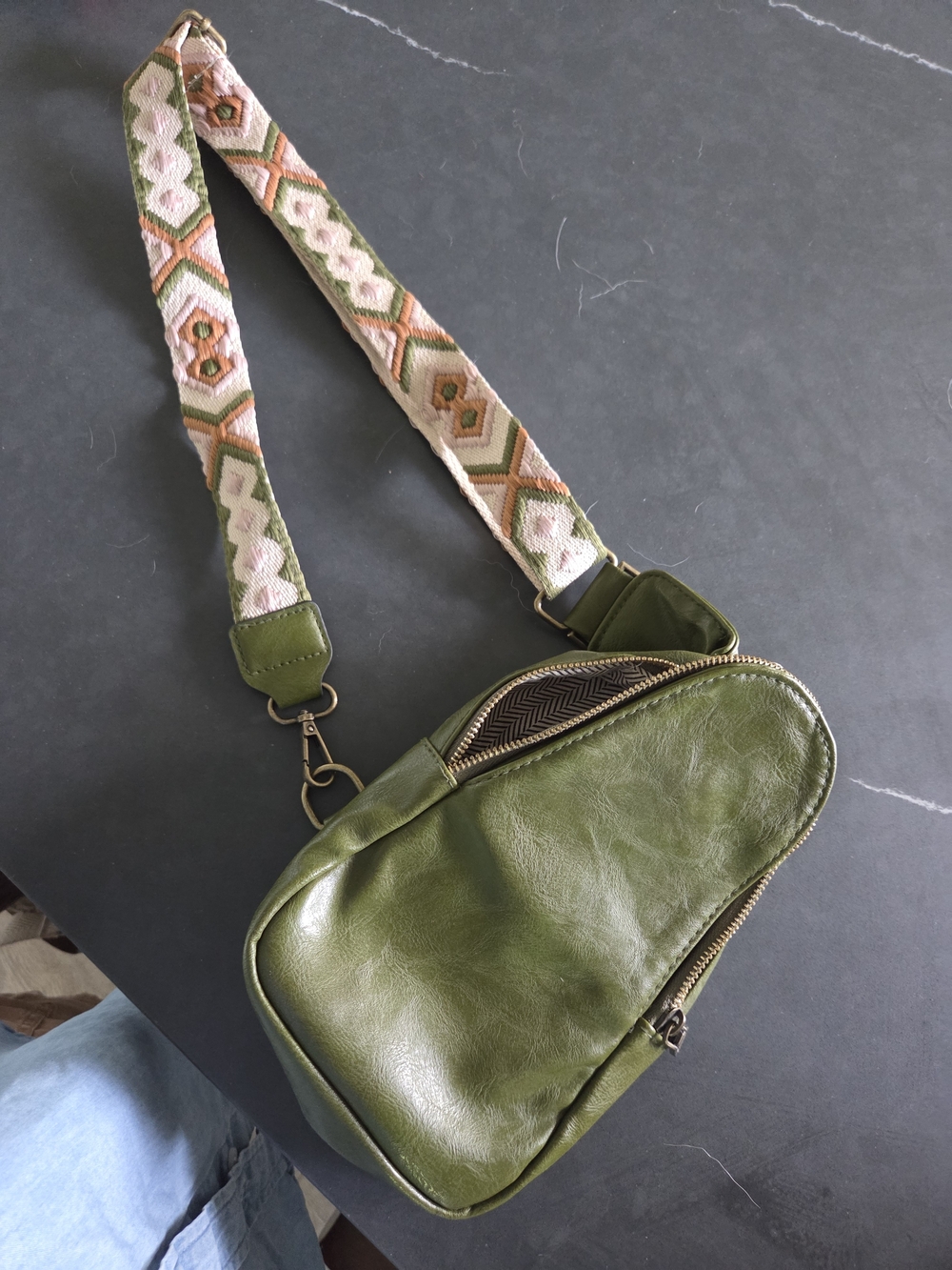 Olive Green Crossbody Sling Bag - Picture 4 of 4